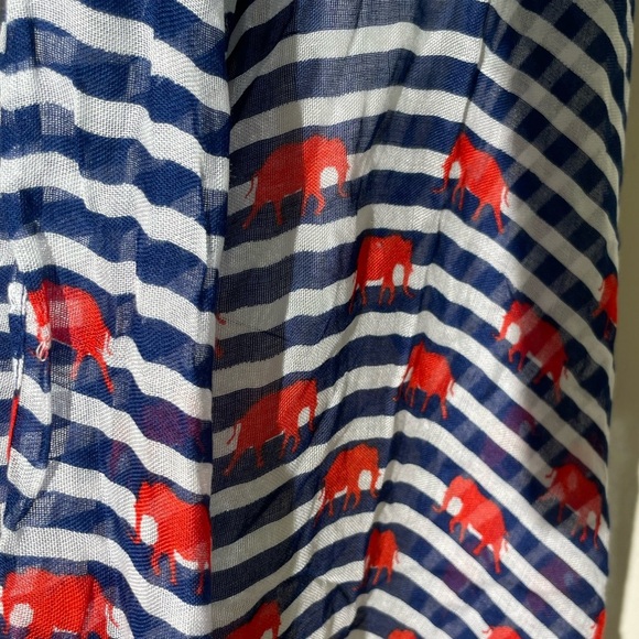 Stella & Dot Palm Springs Scarf Navy White Stripes Red ELEPHANTS Boho Nautical - Picture 8 of 13